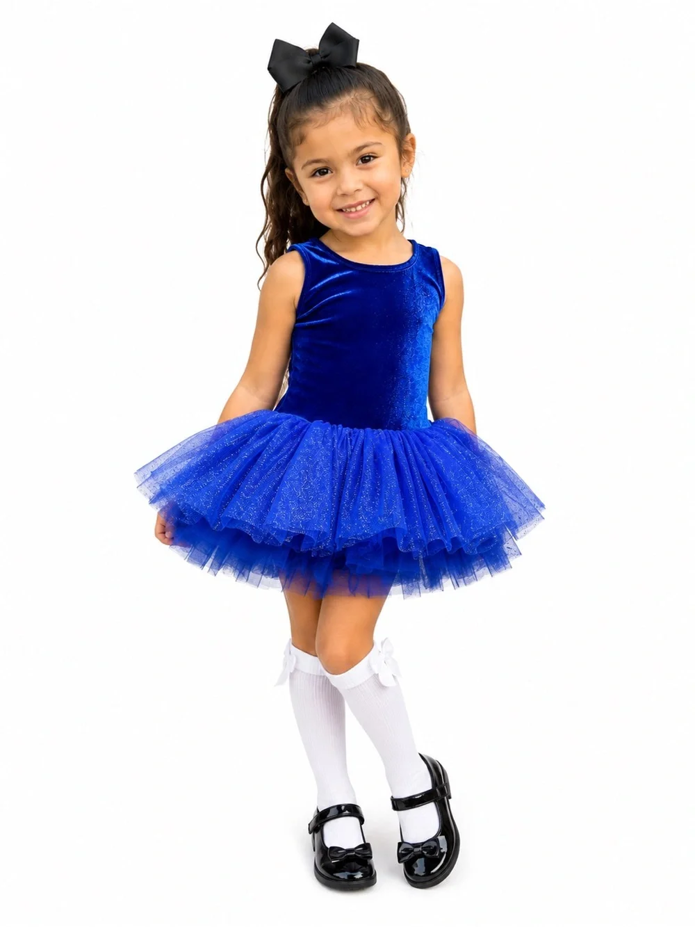 Plum Girls 4Y Royal Blue Velvet Sparkle Tutu Leotard Dress